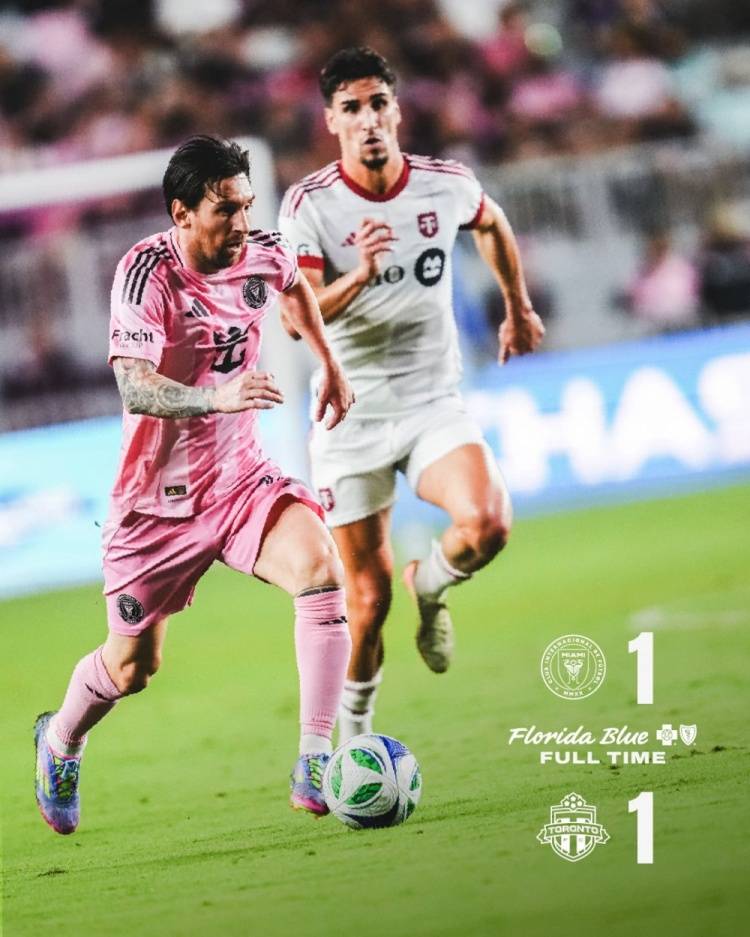 美职联-梅西900场里程碑破门 迈阿密国际1-1多伦多FC